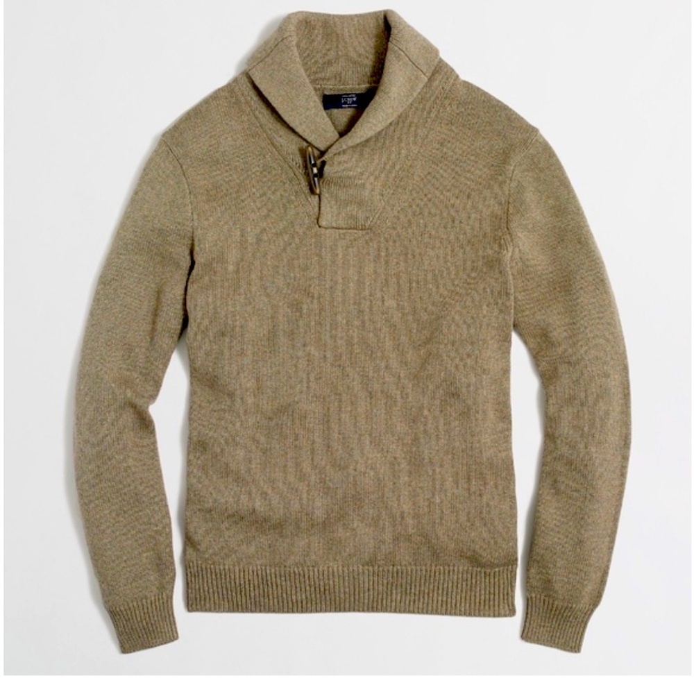 J. Crew Men's Cotton Pullover Sweater Taupe Brown Toggle
